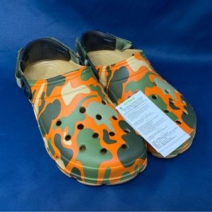 Men’s Crocs Classic All Terrain Camo Slip-On Clog Orange Green Tan (208062-2UG)
